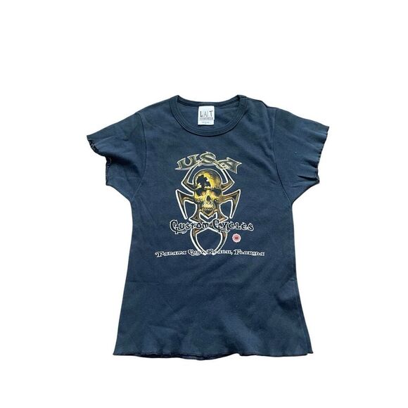 Y2K USA Custom Cycles Skull Tee – Size M - Picture 1 of 5
